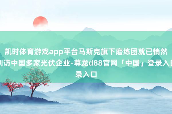 凯时体育游戏app平台马斯克旗下磨练团就已悄然到访中国多家光伏企业-尊龙d88官网「中国」登录入口