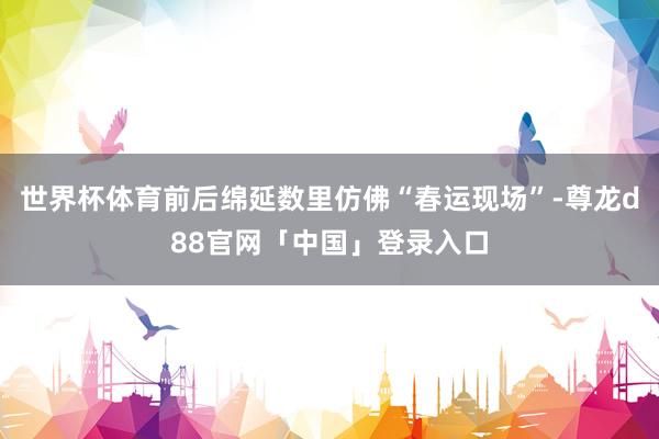 世界杯体育前后绵延数里仿佛“春运现场”-尊龙d88官网「中国」登录入口