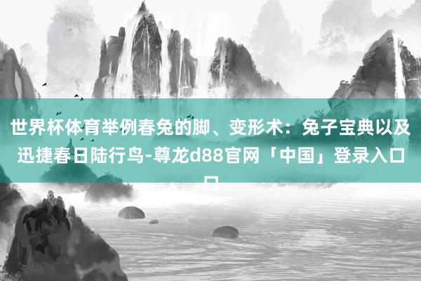 世界杯体育举例春兔的脚、变形术：兔子宝典以及迅捷春日陆行鸟-尊龙d88官网「中国」登录入口