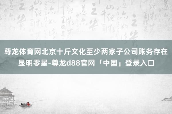尊龙体育网北京十斤文化至少两家子公司账务存在显明零星-尊龙d88官网「中国」登录入口