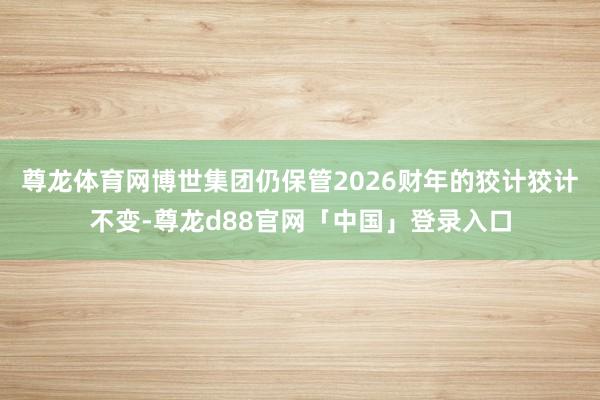 尊龙体育网博世集团仍保管2026财年的狡计狡计不变-尊龙d88官网「中国」登录入口