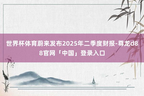 世界杯体育蔚来发布2025年二季度财报-尊龙d88官网「中国」登录入口