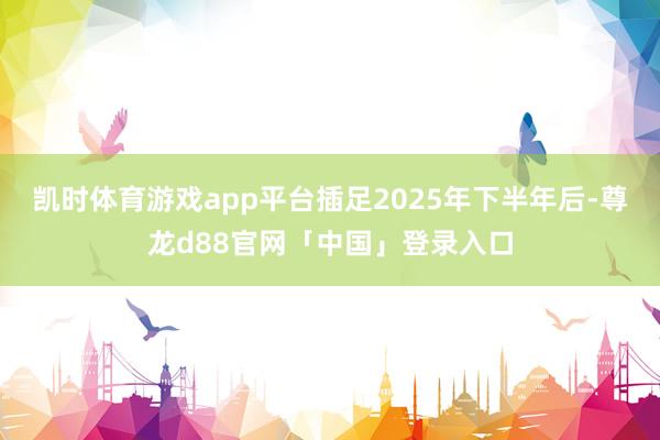 凯时体育游戏app平台　　插足2025年下半年后-尊龙d88官网「中国」登录入口
